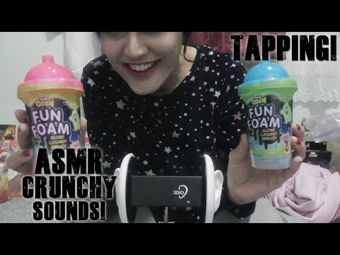 Asmr Crunchy Sounds  Foam - Tapping,Crinkles,Whispering [SOFT Spoken] ~3DIO BINAURAL ~