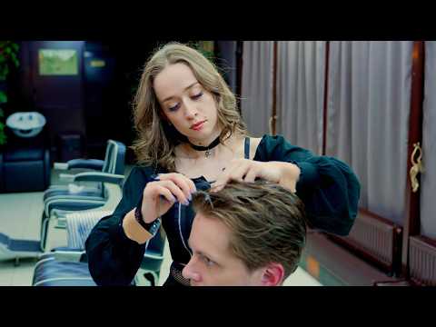 💈(ASMR) Russian Female Barber Takes Grooming to the Next Level – Full Haircut That Melts Stress!