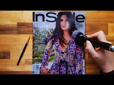 ASMR Fashion Magazine Flipping & Brushing (featuring Sandra Bullock)