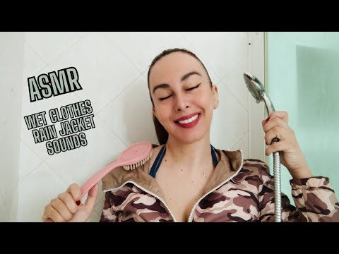 ASMR WET RAIN JACKET SOUNDS - WET CLOTHES - SHOWER SOUNDS