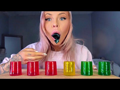 ASMR EATING EDIBLE SHOT GLASSES *FAILED* EXTREMELY MESSY EATING (MUKBANG)