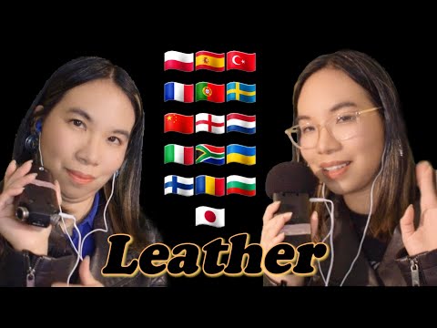 ASMR TWIN - LEATHER IN DIFFERENT LANGUAGES (Soft Speaking, Leather Jacket Sounds) 🖤🧥[Custom]