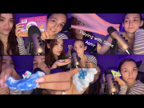 My Sister Tries Asmr Again💖( playing with slime)