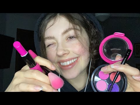 ASMR very fast and aggressive doing your fake makeup roleplay (personal attention) (layered sounds)