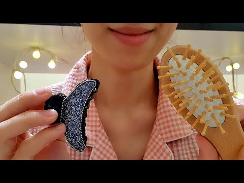 ASMR Head Massage & Hairpin 💆‍♀️🌼 hair brushing, face touching, personal attention,fabric scratching