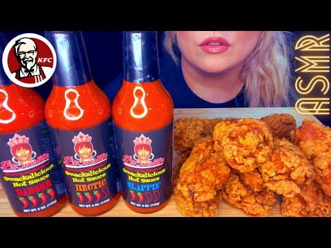 ASMR KFC CHICKEN with @Bloveslife SMACKALICIOUS HOT SAUCES | Whispering | MUKBANG EATING SOUNDS