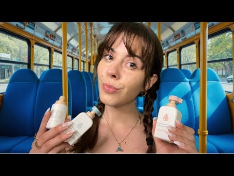 Shy Girl on the Bus Calms Your Panic Attack 💗 Doing Your Skincare & Makeup (pov you're the new girl)