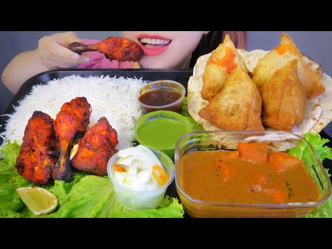 ASMR EATING SAMOSA CAKE, CHICKEN TANDOORI & NAAN CAKES, CHICKEN CURRY EATING SOUNDS | LINH-ASMR