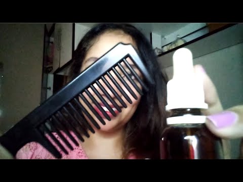 ASMR Tratamento no seu couro cabeludo contra descamações, coçando com palitinho, pente, conta-gotas+