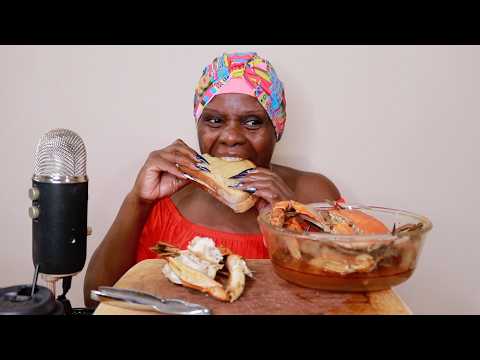EWM For Dinner Spicy Blue Crabs In Sauce With Grill Cheese ASMR Eating Sounds
