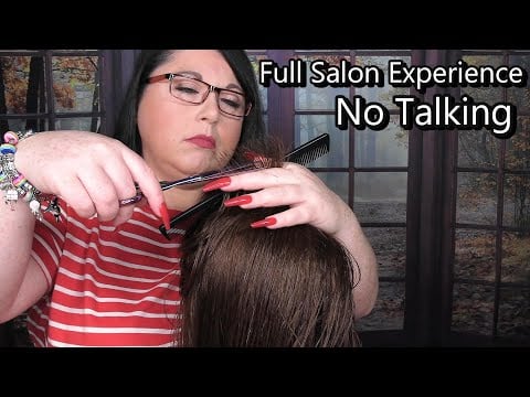 ASMR Hair Salon Roleplay (NO TALKING) (Hair Wash, Wet Haircut, Blow Dry, Hair Dryer, Straightening)