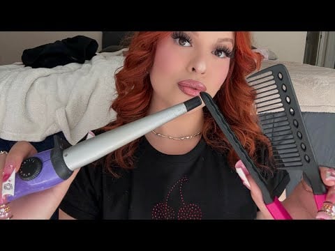 ASMR Styling Your Hair: Wavy Curls and Chunky Braids 🎀 Combing + Parting Tingles✨