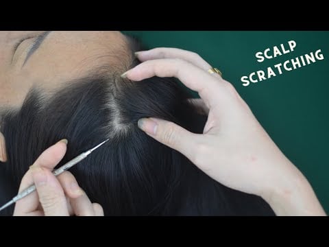 ASMR Scalp Scratching With Stick, Relaxing Hair Play With Breathing Sounds Make You Relieve Stress