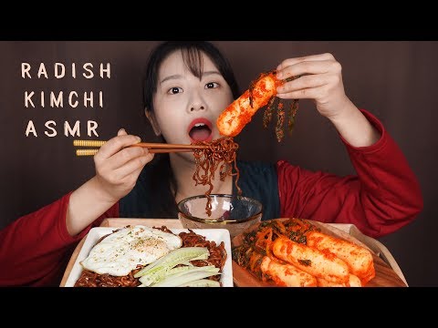 ASMR 직접만든 총각김치+짜파게티 리얼사운드 먹방[선아의 리틀포레스트]Eating sounds,mukbang,꿀꿀선아,suna asmr,音フェチ