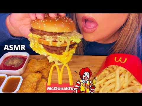 ASMR MCDONALD'S DOUBLE BIG MAC & CHICKEN NUGGETS MUKBANG 먹방 (EATING SOUNDS) | Mandy Foods ASMR