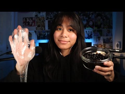 ASMR sticky sound assortment | boba, slime, stickers, and more!