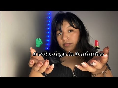 ASMR 5 role plays in 5 minutes💕Haircut,makeup,sleep clinic,nerve exam,perfume shop😴