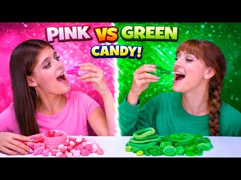 ASMR Pink and Green VS Red and Black Food Challenges | Best Compilation