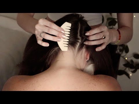 ASMR | Scalp, Nape & Hairline Attention (Brushing, Jade Comb, Parting, Whisper, Real Person ASMR)