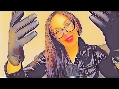 ASMR relaxing Leather gloves and jacket sounds - kisses - Rubbing - scratching - touching your face 