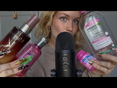 ASMR on product empties (w/ long nails)🧴💄📦  (scratching, tapping, gripping..)