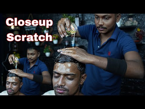 ASMR Closeup Heavy Oil Head Scratching Massage | Lots Of Oil Scratching Head Massage ASMR