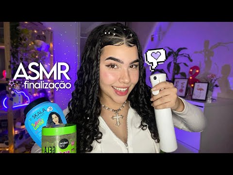 ASMR: FINALIZANDO SEU CABELO CACHEADO 🫧🪮