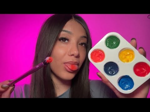 ASMR| Mayonnaise Spit Painting you 🎨🖌️(Edible paint) Mouth Sounds 
