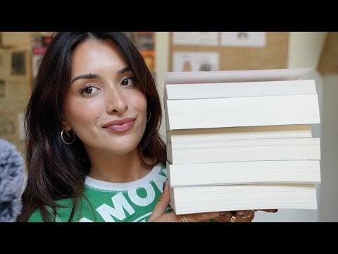 [asmr] book haul (soft spoken, page turning, tracing, reading)