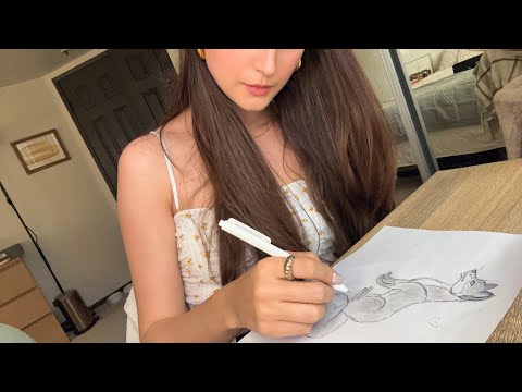 Lofi ASMR ~ Drawing (no talking, gum chewing, mechanical pencil sounds, tongue clicking)