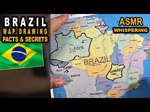 ASMR | tracing BRAZIL map outline and districts with facts and secrets | ASMR soft spoken video