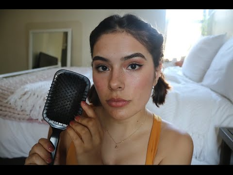 asmr brushing and braiding my hair