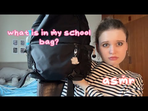 what's in my school bag asmr l hand sounds and tapping