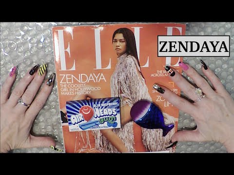 ASMR Gum Chewing Magazine Flip Through | Zendaya | Tingly Whisper