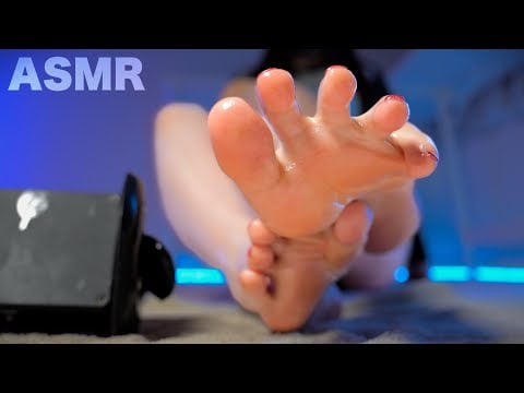 4K/ASMR｜音圧強め🩵湯上がり素足オイルケアマッサージ｜睡眠導入/No Talking/Sleep Triggers/scratching/Relaxation/oil massage/3Dio