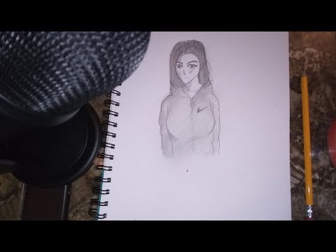 [ASMR] up close Pencil sketch with the (blue yeti)