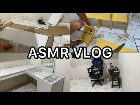 Asmr VLOG- MUDANÇA DE QUARTO E MÓVEL NOVO! escrivaninha penteadeira! 