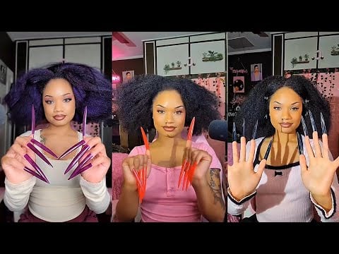 ASMR Hair brushing and styling ( compilation) gum chewing + hairstyling