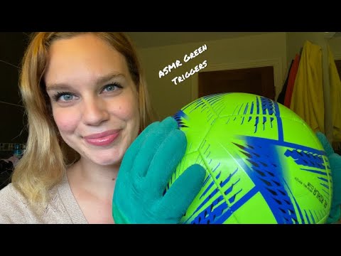 [ASMR] 💚🧤Relaxing green triggers with my green gardening latex gloves