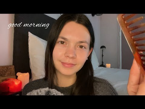 ASMR soft spoken relaxing morning meditation for positive energy🌞 (hair brushing, hand movements)