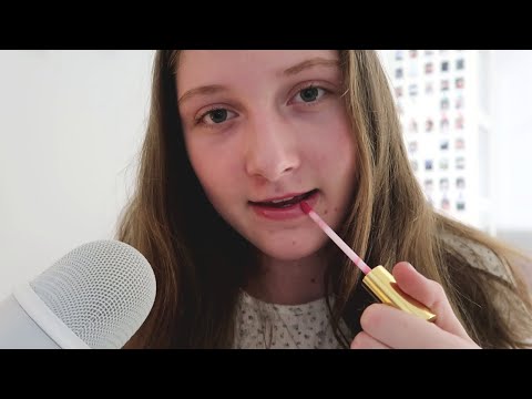 ASMR lipgloss application and mouth sounds