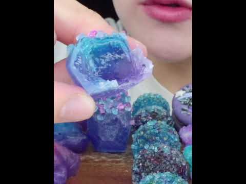 SUPER CRUNCHY GALAXY JEWEL CANDY💜EATING SOUNDS #asmr #mukbang #咀嚼音 #eatingsounds