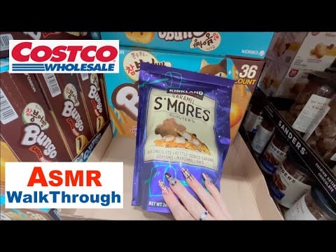ASMR Gum Chewing Costco Walk Through | Rainy Day Voice Over Whispered