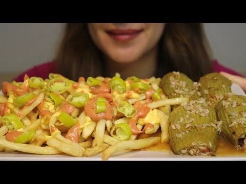 ASMR ANIMAL FRIES PEPERONI DOLMA STUFFED ZUCCHINI no talking MUKBANG CREMA ASMR #asmr #mukbang #food