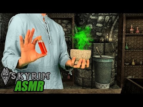 ⚔️ Skyrim ASMR Roleplay | Alchemy Shop Owner Makes You Potions | Mortar and Pestle Sounds