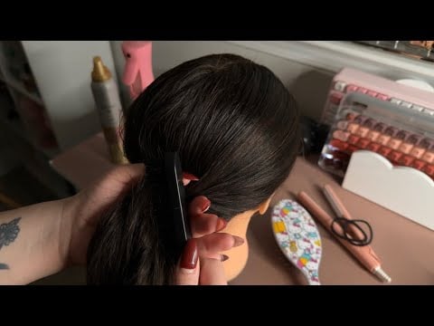 ASMR| Styling your hair- slick down ponytail (hair brushing sounds) ✨