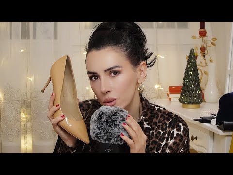 ASMR slow and gentle whispering on BlueYeti 🖤 showing my winter boots and heels 