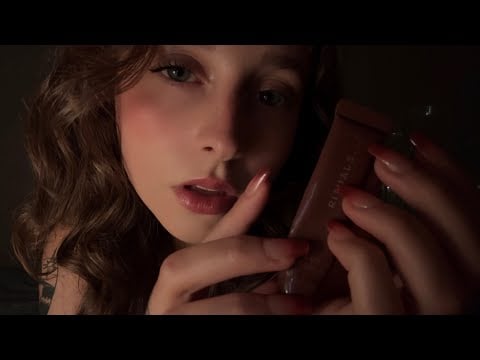 SUPER CLOSE ASMR tapping with mouth sounds and inaudible whispers