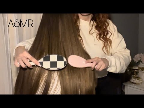 ASMR Hairbrushing on damp hair *no talking*