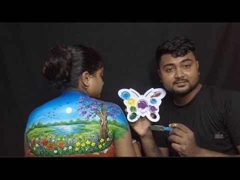 ASMR My Husband Doing My Relaxing Back Painting  🎨😍